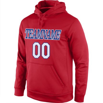Custom Team Name Number Royal Sports Hoodie Stitched Pullover Sweatshirt Red White Personalized Stitched Red White-Royal