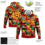 Custom Black History Month Hoodie with Personalized 3D Pattern Design, Stitched Red Yellow, Sports Pullover Sweatshirt Personalized