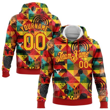 Custom Black History Month Hoodie with Personalized 3D Pattern Design, Stitched Red Yellow, Sports Pullover Sweatshirt Personalized