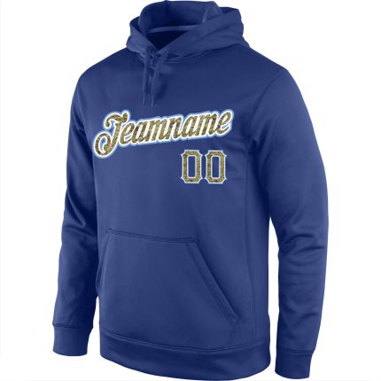 Custom Name Number Sports Hoodie Personalized Light Blue Royal Camo Pullover Sweatshirt Personalized Stitched Royal Camo-Light
