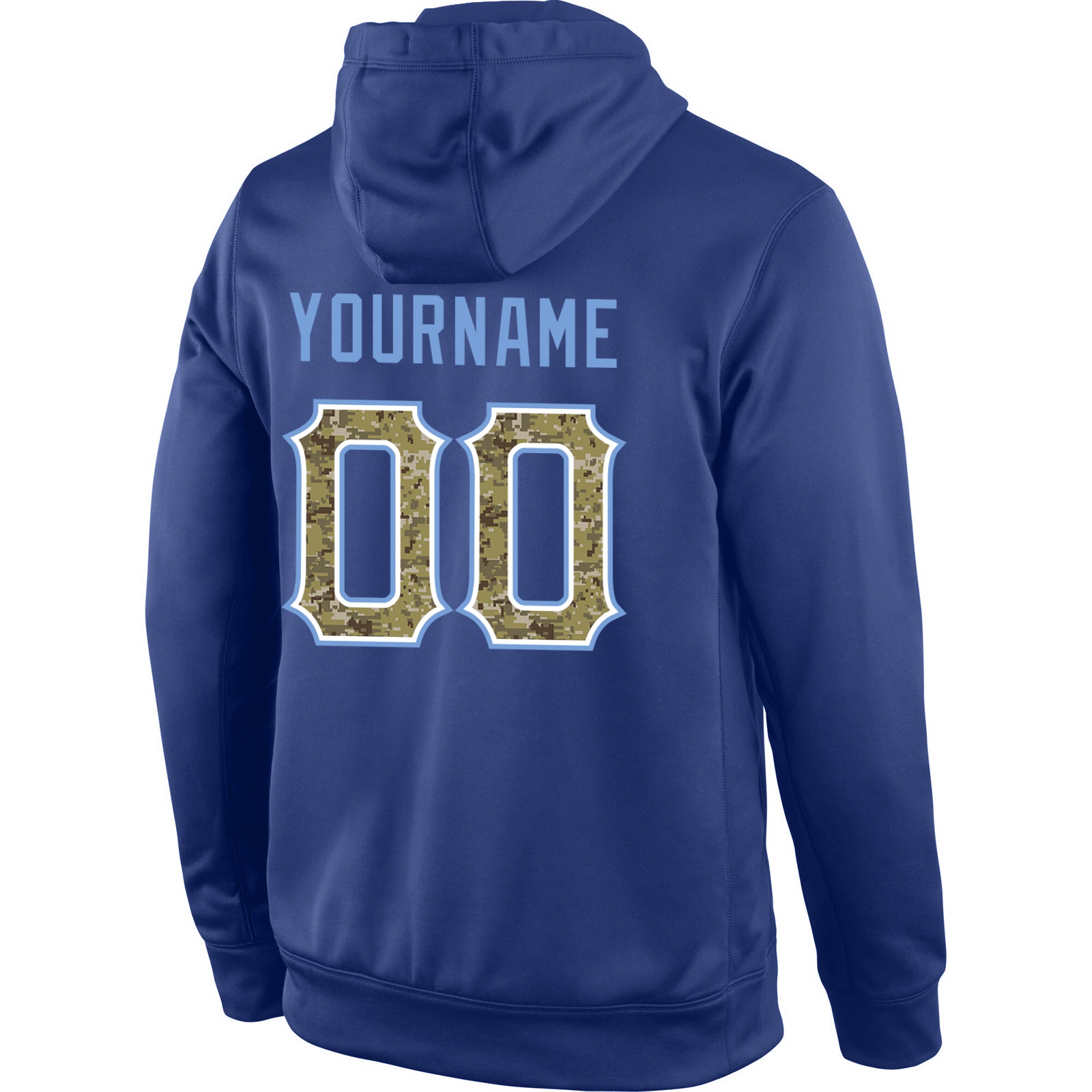 Personalized Stitched Royal Camo-Light Blue Sports Pullover Sweatshirt Hoodie Team Custom Name and Number Custom Name Number Sports Hoodie Personalized Light Blue Royal Camo Pullover Sweatshirt Personalized Stitched Royal Camo-Light - Image 3