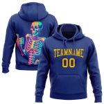 Custom Name and Number 3D Skull Hoodie Sweatshirt in Royal Gold and Black - Personalized Fashion Sports Pullover Personalized