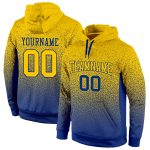 Custom Stitched Royal Gold Fade Hoodie with Name & Number - Fashion Sports Pullover Sweatshirt Personalized Stitched Royal