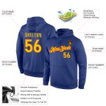 Custom Royal Gold-Orange Sports Hoodie with Personalized Name and Number - Stitched Pullover Sweatshirt Personalized Stitched
