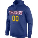 Custom Name and Number Sports Hoodie Royal Gold-Red Pullover Sweatshirt Personalized Team Design Personalized Stitched Royal