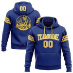 Custom Name Number Royal Gold-White Football Hoodie Pullover Sweatshirt Personalized Team Apparel Personalized Stitched Royal