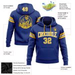 Custom Name Number Royal Gold-White Football Hoodie Pullover Sweatshirt Personalized Team Apparel Personalized Stitched Royal
