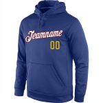 Personalized Royal Gold-White Sports Hoodie Pullover Sweatshirt for Adults Personalized Stitched Royal Gold-White Sports