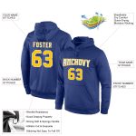 Custom Team Name & Number Pullover Hoodie - Personalized Royal Gold-White Sports Sweatshirt Personalized Stitched Royal Gold-White