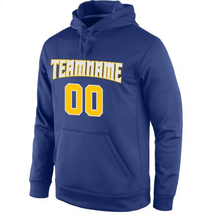 Custom Team Name & Number Pullover Hoodie - Personalized Royal Gold-White Sports Sweatshirt Personalized Stitched Royal Gold-White
