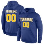 Custom Team Name & Number Pullover Hoodie - Personalized Royal Gold-White Sports Sweatshirt Personalized Stitched Royal Gold-White