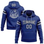 Custom Name Number Pullover Hoodie - Personalized Stitched Royal Gray Black Football Sweatshirt Personalized Stitched Royal