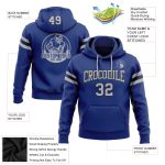 Custom Name Number Pullover Hoodie - Personalized Stitched Royal Gray Black Football Sweatshirt Personalized Stitched Royal