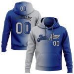 Custom Name & Number Fashion Sports Hoodie - Stitched Royal Gray-Black Gradient Pullover Sweatshirt Personalized Stitched