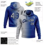 Custom Name & Number Fashion Sports Hoodie - Stitched Royal Gray-Black Gradient Pullover Sweatshirt Personalized Stitched