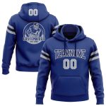 Custom Team Name Number Hoodie Royal Gray-Navy Football Pullover Sweatshirt Personalized for Fans Personalized Stitched Royal