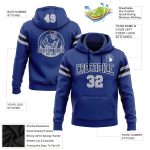Custom Team Name Number Hoodie Royal Gray-Navy Football Pullover Sweatshirt Personalized for Fans Personalized Stitched Royal