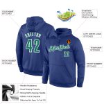 Custom Name Number Sports Hoodie Pullover Sweatshirt in Royal Kelly Green White - Personalized Team Apparel Personalized