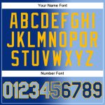 Custom Team Name Number Pullover Hoodie Sweatshirt - Personalized Royal Light Blue Gold Gradient Sports Fashion Personalized