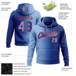 Custom Team Name & Number Royal Light Blue-Red Gradient Sports Hoodie Pullover Sweatshirt - Personalized Fashion Apparel