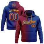 Custom Name Number Maroon Gold Gradient Stitched Sports Hoodie Pullover Sweatshirt Fashion Team Apparel Personalized Stitched