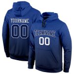 Custom Team Name Number Hoodie Sweatshirt - Personalized Stitched Royal Navy-White Fade Fashion Sports Pullover Personalized