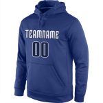 Custom Name Number Stitched Sports Hoodie for Teams - Royal Navy-White Pullover Sweatshirt Personalized Stitched Royal Navy-White