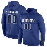 Custom Name Number Stitched Sports Hoodie for Teams - Royal Navy-White Pullover Sweatshirt Personalized Stitched Royal Navy-White