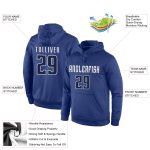 Custom Name Number Stitched Sports Hoodie for Teams - Royal Navy-White Pullover Sweatshirt Personalized Stitched Royal Navy-White
