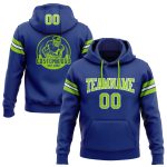 Custom Neon Green-White Football Hoodie with Personalized Name & Number, Stitched Pullover Sweatshirt Personalized Stitched