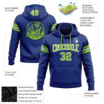 Custom Neon Green-White Football Hoodie with Personalized Name & Number, Stitched Pullover Sweatshirt Personalized Stitched