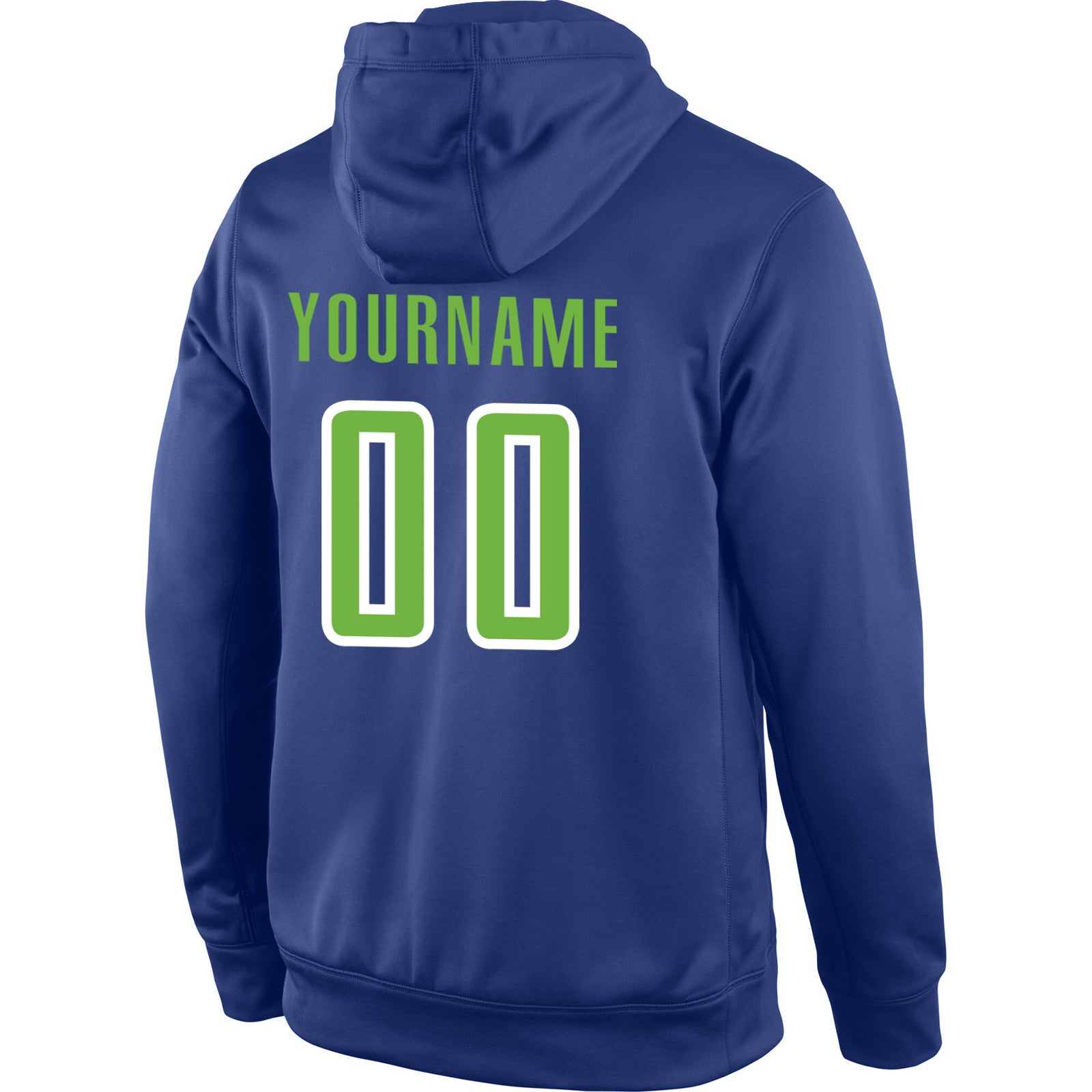 Personalized Stitched Royal Neon Green-White Sports Pullover Sweatshirt Hoodie Team Custom Name and Number Custom Neon Green-White Hoodie for Sports Team, Personalized Stitched Pullover with Name and Number Personalized Stitched - Image 3
