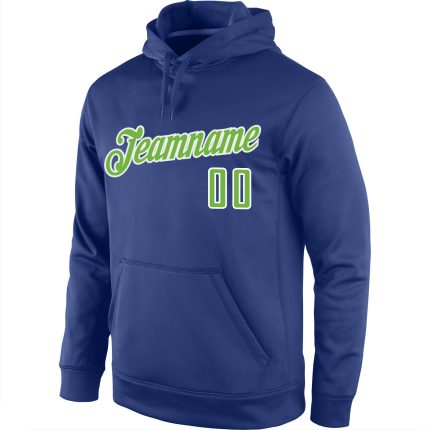 Custom Neon Green-White Hoodie for Sports Team, Personalized Stitched Pullover with Name and Number Personalized Stitched
