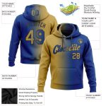Custom Name Number Sports Hoodie - Personalized Stitched Royal Old Gold Black Gradient Pullover Sweatshirt Personalized Stitched