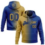 Custom Name Number Sports Hoodie - Personalized Stitched Royal Old Gold Black Gradient Pullover Sweatshirt Personalized Stitched