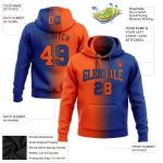 Custom Name & Number Royal Orange-Black Gradient Sports Hoodie Pullover Sweatshirt - Personalized Team Apparel Personalized