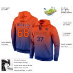 Custom Team Name and Number Sports Hoodie - Personalized Stitched Royal Orange Fade Pullover Sweatshirt Personalized Stitched