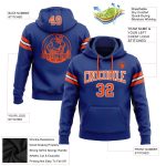 Custom Name and Number Royal Orange-White Football Hoodie Sweatshirt - Personalized Stitched Team Apparel Personalized Stitched