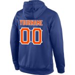 Personalized Royal Orange White Hoodie Pullover Sweatshirt - Stitched Sports Apparel Personalized Stitched Royal Orange-White