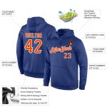 Personalized Royal Orange White Hoodie Pullover Sweatshirt - Stitched Sports Apparel Personalized Stitched Royal Orange-White