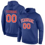 Custom Name and Number Sports Hoodie - Personalized Royal Orange-White Pullover Sweatshirt Personalized Stitched Royal Orange-White