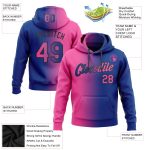 Custom Name and Number Sports Hoodie - Stitched Royal Pink-Black Gradient Pullover Sweatshirt Personalized Stitched Royal
