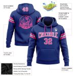 Custom Name & Number Personalized Royal Pink-White Football Hoodie Pullover Sweatshirt Personalized Stitched Royal Pink-White