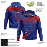 Custom Name Number Sports Hoodie 3D Torn Paper Design Royal Red Pullover Sweatshirt - Personalized Stitched Team Apparel