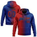 Custom Name Number Sports Hoodie Pullover Sweatshirt - Personalized Royal Red Black Gradient Fashion Personalized Stitched