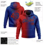 Custom Name Number Sports Hoodie Pullover Sweatshirt - Personalized Royal Red Black Gradient Fashion Personalized Stitched
