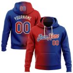 Custom Royal Red-Cream Gradient Sports Hoodie Pullover Sweatshirt with Personalized Name and Number Personalized Stitched