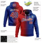 Custom Royal Red-Cream Gradient Sports Hoodie Pullover Sweatshirt with Personalized Name and Number Personalized Stitched