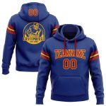 Custom Royal Red-Gold Football Hoodie with Stitched Name & Number - Personalized Pullover Sweatshirt Personalized Stitched