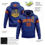 Custom Royal Red-Gold Football Hoodie with Stitched Name & Number - Personalized Pullover Sweatshirt Personalized Stitched